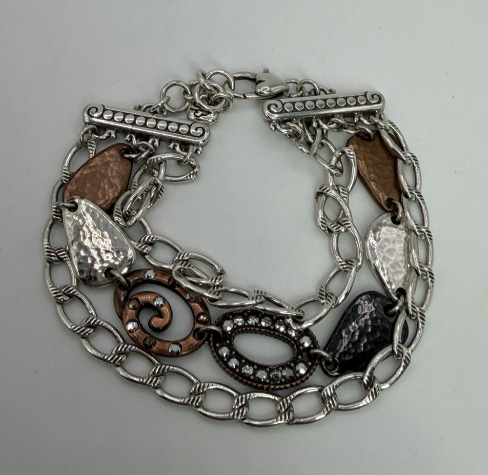 Brighton Melange Mixed Metals Link Bracelet Multi Chain Eclectic Industrial Boho